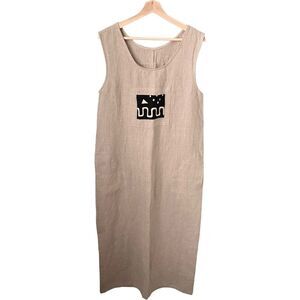 My Tribe Joy Burton 100% Linen Maxi Dress in Size Medium Made in USA